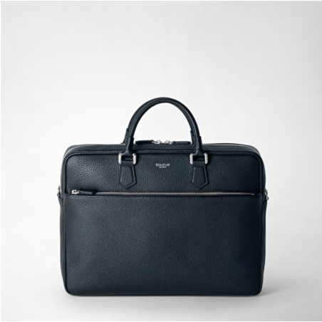 Slim Briefcase Cuir Cachemire Bleu - Serapian