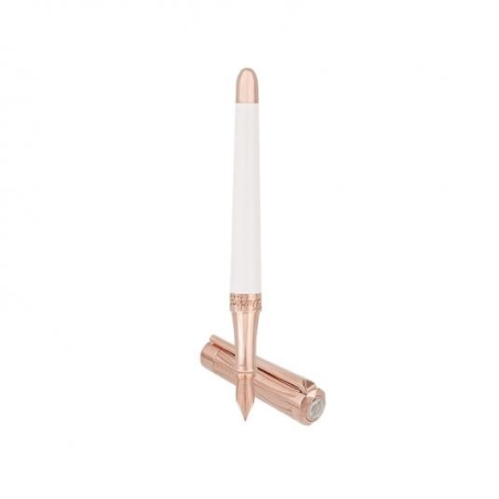 STYLO PLUME LIBERTÉ LAQUE BLANCHE ET OR ROSE - St Dupont