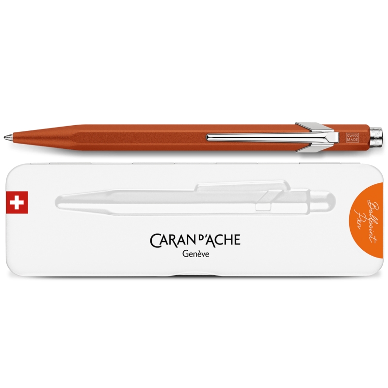 Stylo bille et Étui en Cuir Caran d'Ache Ecridor Lights, Laiton