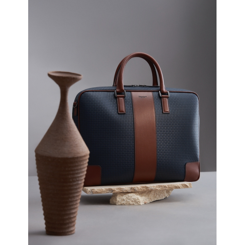 Slim Briefcase Stepan 72 Bleu Ocean/Gold - Serapian