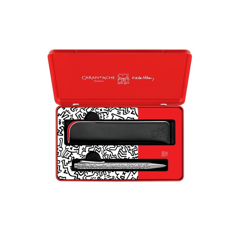 Set ECRIDOR KEITH HARING Stylo Bille & Étui en Cuir - Édition Spéciale