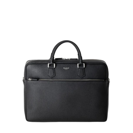 Attaché-case Slim en Cuir Cachemire Noir - Serapian