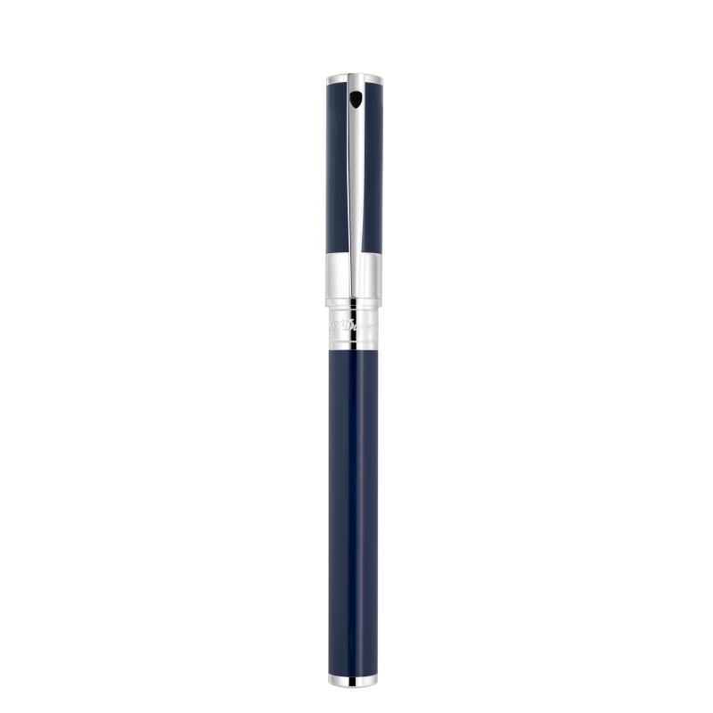 Stylo Roller D-Initial Bleu et Chrome - ST Dupont