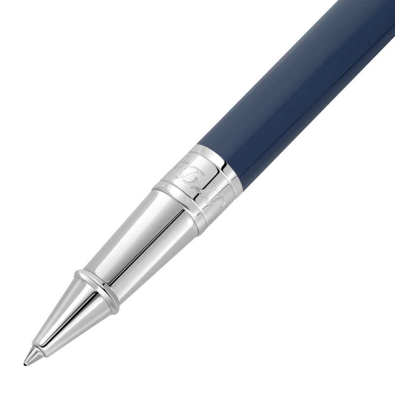 Stylo Roller D-Initial Bleu et Chrome - ST Dupont