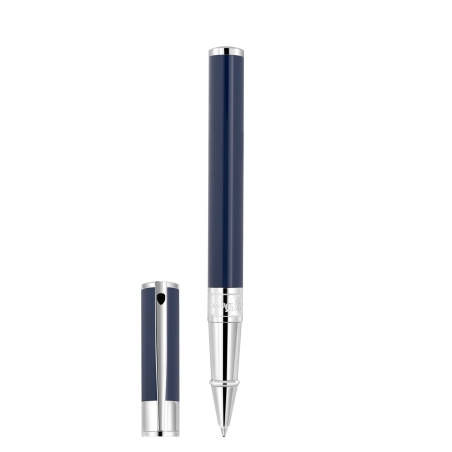 Stylo Roller D-Initial Bleu et Chrome - ST Dupont