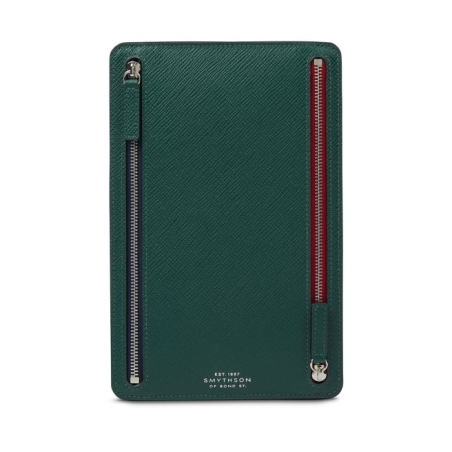 Étui à fermetures éclair multiples en Panama - Vert - Smythson