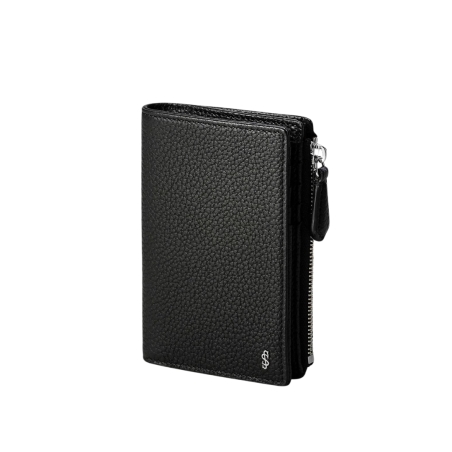 Portefeuille Vertical Zippé en Cuir Cachemire - Noir - Serapian