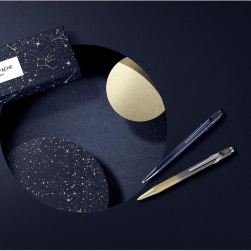 Stylo Bille 849 COSMIC BLUE Doré - Edition Spéciale - Caran d'Ache