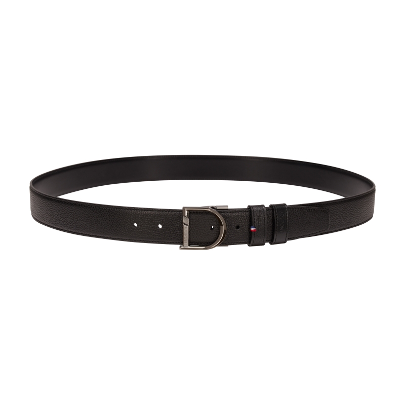 Ceinture Réversible D, cuir grainé noir et ruthénium - St Dupont